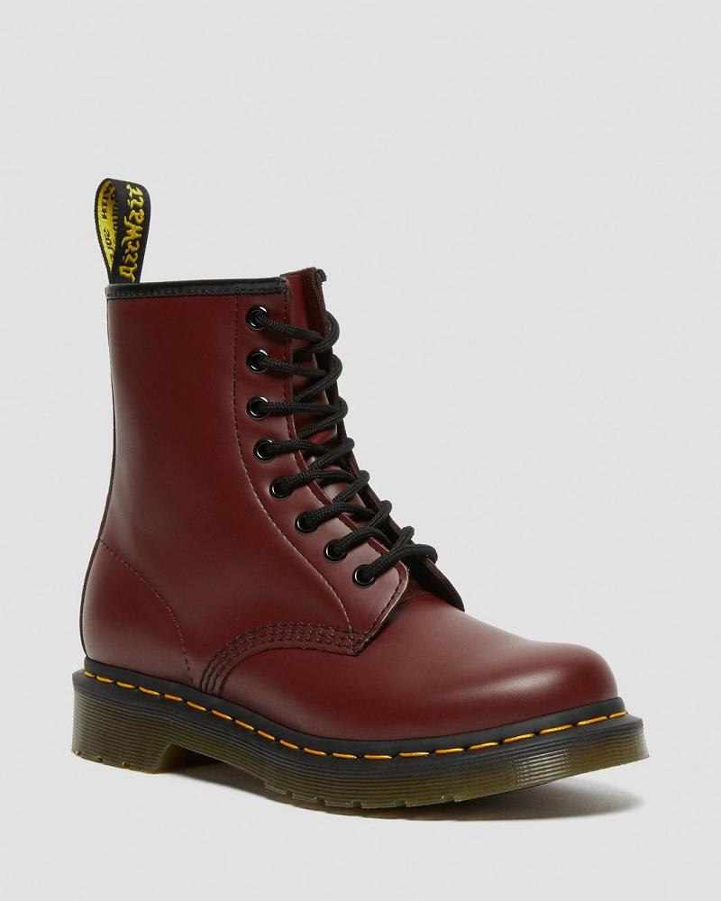 Botas con Cordones Dr Martens 1460 Smooth Cuero Mujer Rosas Rojos | MX 575PJJ